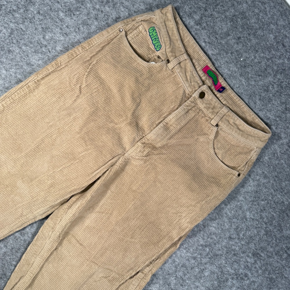 Empyre Tori Womens Y2K Corduroy Pant Tan Khaki Wide Leg Skate Streetwear Size 12